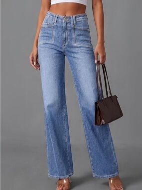 PrettyGarden Light Blue Stretch High-Rise Straight Leg Women’s Jeans